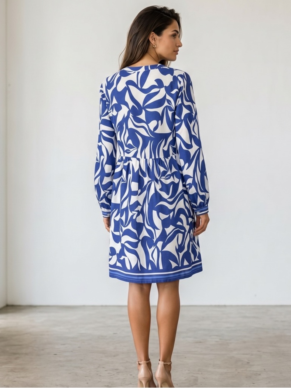 LOFT Blue and White Floral Dress - Picture 2 of 7